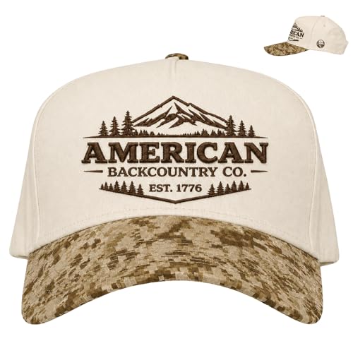 Trucker Hats for Men – Snapback Embroidered Design, Adjustable Fit – Funny Golf Hats, Fishing & Casual Wear - color: American Backcountry