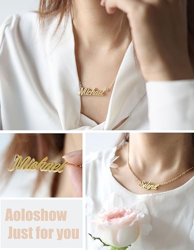 Aoloshow Personalized Name Necklace Custom Any Name Necklaces Jewelry for Womens New Mom Bridesmaid Gift - style: Gold - Adele