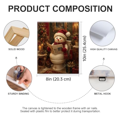 Funny Snowman Christmas Bathroom Wall Art Print Christmas Wall Decor - color: color-H
