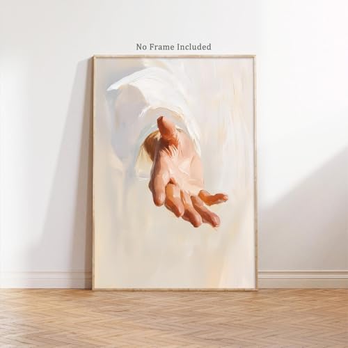 Jesus Give Me Your Hand Canvas Wall Art God Hand Painting Christian Poster Bible Verse Pictures Wall Decor Religious Canvas Prints Abstract Jesus Artwork for Living Room 16x24inch No Frame - color: Jesus Give Me Your Hand, size: 16"L x 24"W