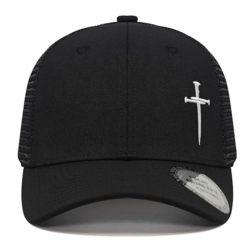 Christian Hats for Men Women,Jesus 3 Nail Cross Hat Christian Religious Gifts for Birthday/Christmas - color: 102.black