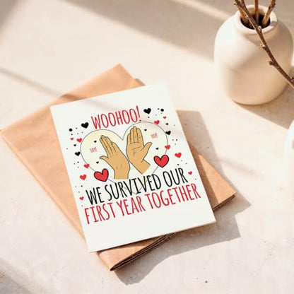 fancu Funny 1st Anniversary Card Gift for Husband Wife Couple - color: ZC-057