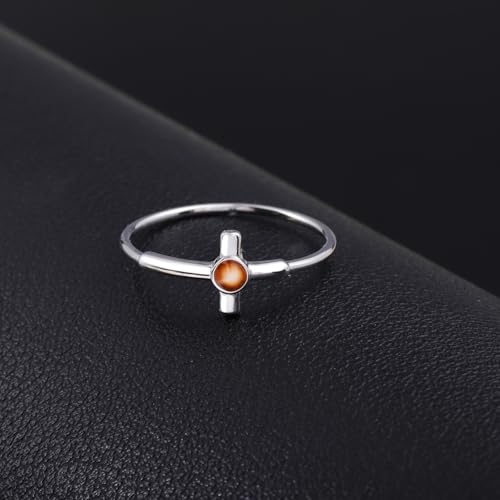 Helonley Birthstone Stack Rings for Women: 925 Sterling Silver Stacked Ring - color: Mustard Seed Ring