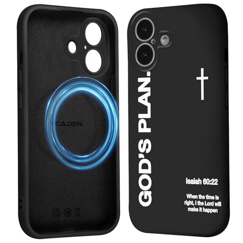 Magnetic Phone Case for iPhone 17, Aesthetic Jesus Bible Verse Cross Pattern Print for Women Men, Compatible with Magsafe, Shockproof Soft Silicone Cover for iPhone 17 6.3", Black - color: Black, size: iPhone 17