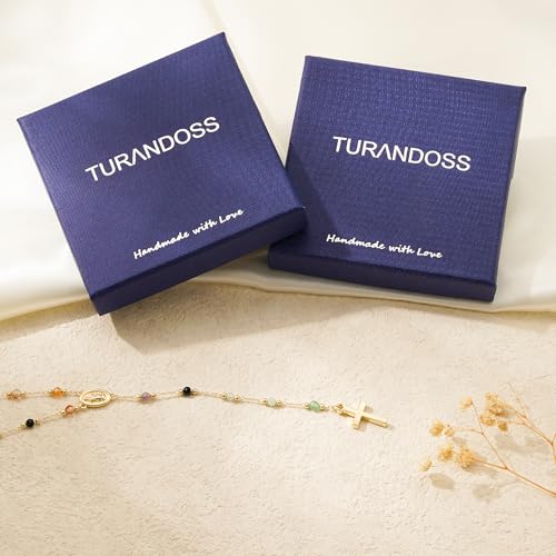 Turandoss 14K Gold Plated Cross Necklaces for Women Girls Jewelry Gifts - color: Holy Mary medal cross necklace