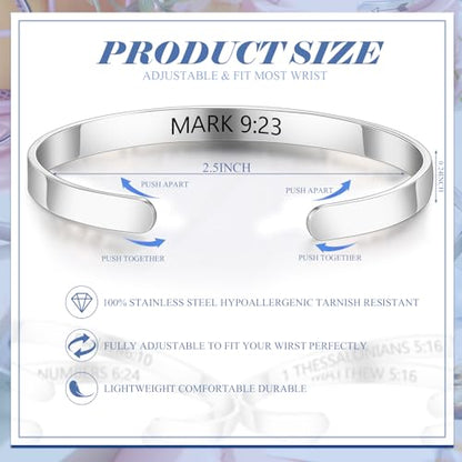 MTLEE 30 Pcs Inspirational Cuff Bracelets Bulk Gifts for Women Motivational Bible Verse Bracelet Silver Personalized - style: Lection