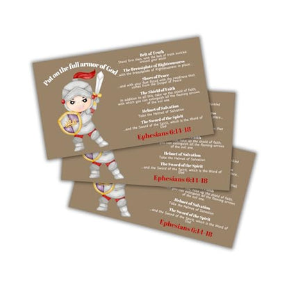 Lashicorn Full Armour of God Bible Verse Wallet Cards 30pk 3.5x2” Pocket Hand Out Sword and Shield Minimalist Ephesians 6:14-18 Knight Templar