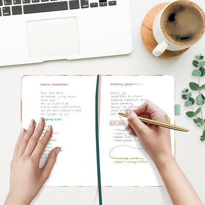 &And Per Se Dotted Journal Notebook, A5 Hardcover Aesthetic Dotted Notebook – 160 Pages 100gsm Thick Dot Grid Paper, 3 Sticker Sheets – Gift-Ready Journaling Kit for Women (Colorful Stripes) - color: h.Colorful Stripes, style: Dotted with Pattern