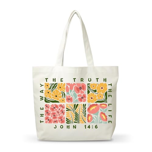 Women Bible Canvas Tote Bag, Religious Christian Inspirational Gifts, Reusable Boho Shopping Tote, Aesthetic Shoulder Bag, Thanksgiving Christmas Gifts For Friends Colleagues -A13