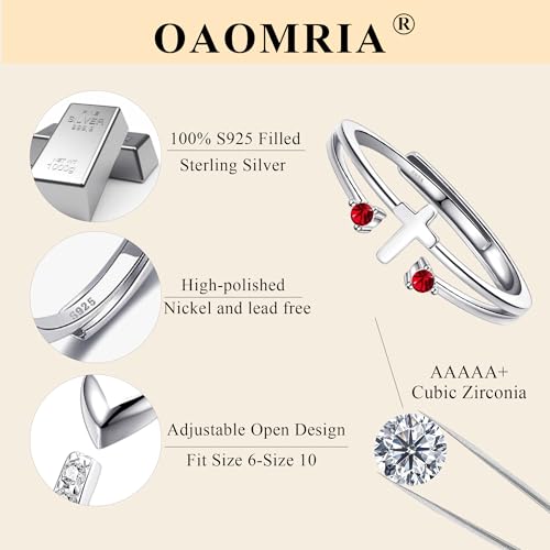 S925 Sterling Silver Cross Rings Birthstone Rings Christian Jewelry for Women Daughter, Easter Gifts, Confirmation and Baptism Gifts - color: 1-Jan