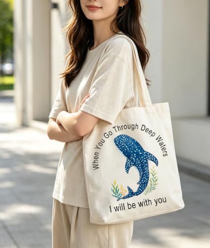 Whale Shark Tote Bag Scripture Reusable Shopping Shoulder Bag Faith Gift For Women