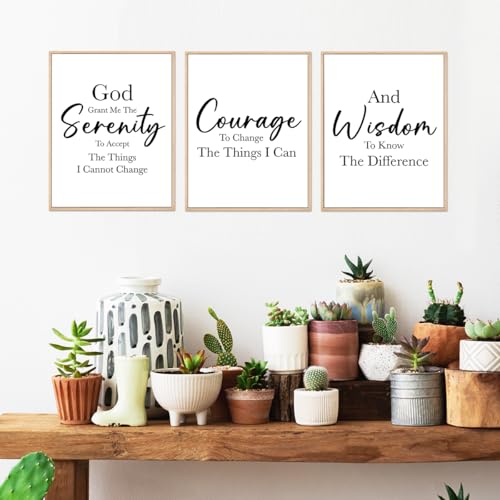 Ybqhd Unframed Serenity Prayer Wall Art Christian Scripture Prints Set of 3