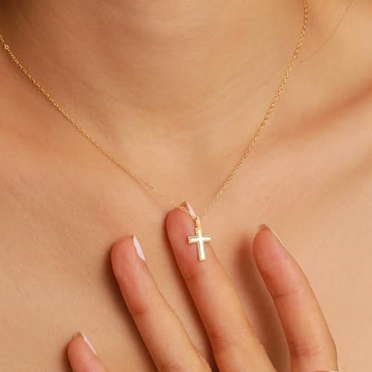 925 Sterling Silver Dainty Cross Necklace for Women Non Tarnish Waterproof - color: Gold-1