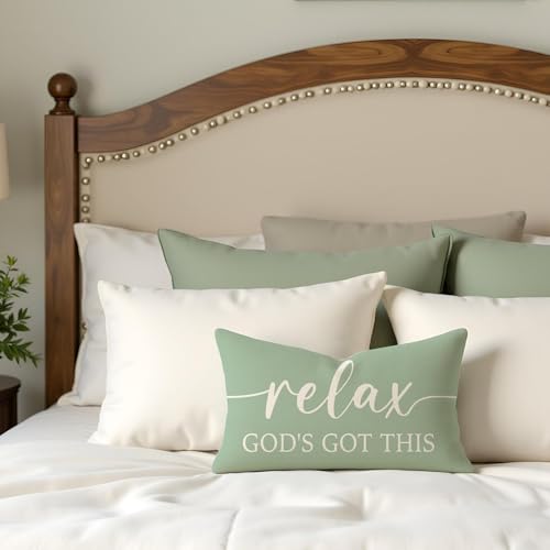Farmhouse Sage Green Pillow Covers 12x20 Inch Set of 2, Home Decor - color: Sage Green
