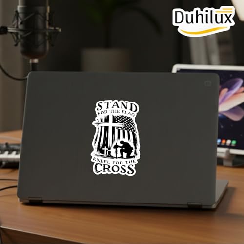 (2PCS Black and White) Stand for The Flag Kneel for The Cross Sticker 5 inch, stickers for trucks, window stickers for trucks, religious car decals, Waterproof Vinyl Decals For Cars, Laptops, Tumblers
