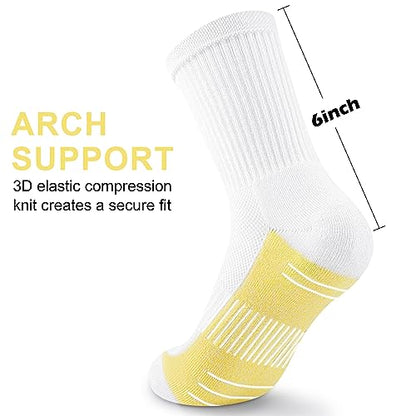cuangya Women Crew Socks Athletic Cushioned Running Hiking 3-5 Pairs - color: 3 Pairs White, size: 10-12