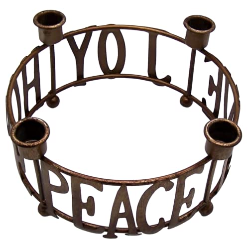 Needzo Hope, Peace, Joy, and Love Tabletop Advent Wreath Candle Holder, Traditional Christmas 2024 Decorations, 8 Inches Diameter, Candles Not Included