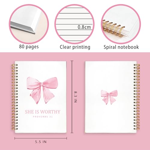 Bible Journal Gifts for Women Scripture Prayer Pink Bow Study - color: Proverbs 31