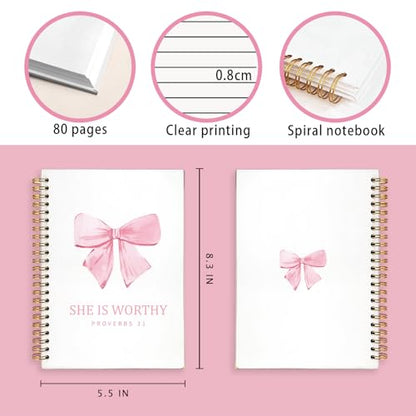 Bible Journal Gifts for Women Scripture Prayer Pink Bow Study - color: Proverbs 31