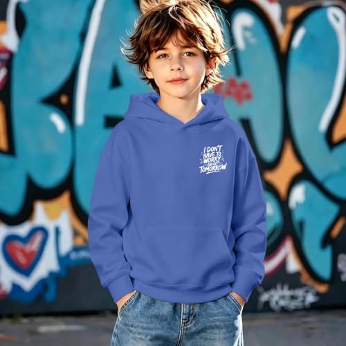 Boys Christian Inspirational Faith Graphic Pullover Hoodie - color: Blue, size: 9-10 Years