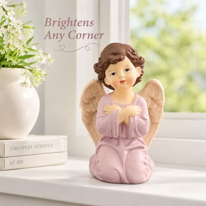 Praying Angel Figurine, Kneeling Guardian Angel Statue - size: 3.74"H