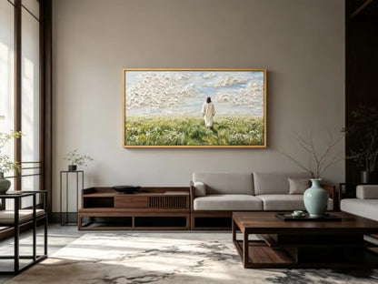 KIRFOLUC Jesus Canvas Wall Art Large Framed Textured Print Painting - color: Jesus, size: 40"L x 20"W