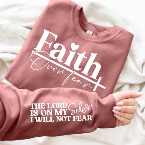 UNIQUEONE Christian Sweatshirt Women Faith Shirts: Jesus Sweatshirt Christian Religious Crewneck Long Sleeve Pullover Tops - color: Pink-4, size: X-Large