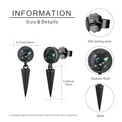 Black Dangle Drop Earrings 925 Sterling Silver Turquoise Earrings Jewelry Gifts for Women Men - style: Spike-B