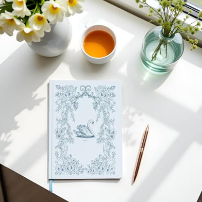 Pearhead Hardcover Journal Notebook 6x8 – Blue Swan College-Ruled Writing Journal with 200 Lined Pages for Notes, Work & Journaling - color: Blue Swan Notes Journal