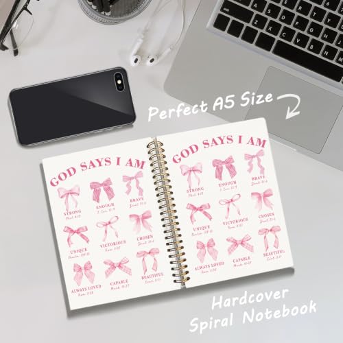Cute Christian Pink Bow Notebook Bible Journal for Women Teen Girl - color: Christian Pink Bow -(A5)