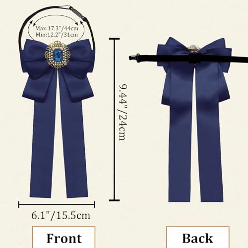 Womens Bow Tie Adjustable Rhinestone Bowtie for Women Ladies Girls Pre-tied Womens Tie for Shirt Suit Uniform - color: Blue-strap-style 2