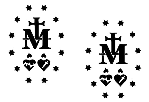 2 Pack - Miraculous Medal of Virgin Mary - Catholic Church | Car Decal Vinyl Sticker Graphics | Parent (Black, 4" Width by 5.5" Height) - color: Black, size: 4" Width by 5.5" Height