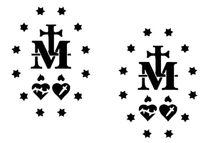 2 Pack - Miraculous Medal of Virgin Mary - Catholic Church | Car Decal Vinyl Sticker Graphics | Parent (Black, 4" Width by 5.5" Height) - color: Black, size: 4" Width by 5.5" Height