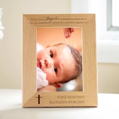 Lifetime Creations Marco de Foto Personalizado para Bautizo – Regalo de Bautismo Grabado para Niño o Niña, Recuerdo de Bautizo, Marco de Madera de Aliso con Grabado (Foto 5x7 Vertical) - color: Personalizado - Bautizo (en Español), size: 5" x 7" Portrait