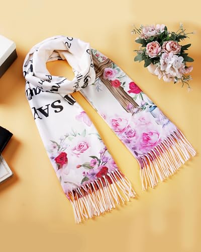 Bozidol Prayer Shawl for Women Christian Floral Cross Bible Verse Scarf Clothes for Christmas Mothers Day Birthday Gifts - color: Spanish