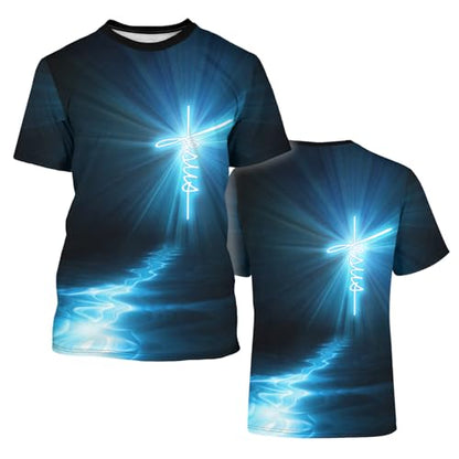Unisex 3D Graphic T Shirts Printed Casual Short Sleeve Tee Shirt - color: Blue, size: Small