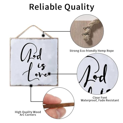 Bible Verse Sign God Is Love Wooden Quote Sign 12x12 Bible Verse Sign Inspirational Christian Gifts Religious Sign Rustic Wood Hanging Sign for Home Bedroom Living Room Wooden Poster - color: Wooden Color-style-3