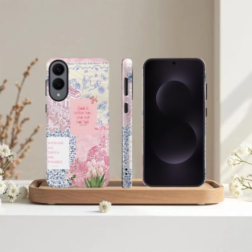 Compatible with Samsung Galaxy S25 Edge,2-in-1 Frosted Phone Cover Shockproof Case - Bible Verse Pink Tulip Flowers - color: Bible Verse Pink Tulip Flowers, size: Samsung Galaxy S25 Edge