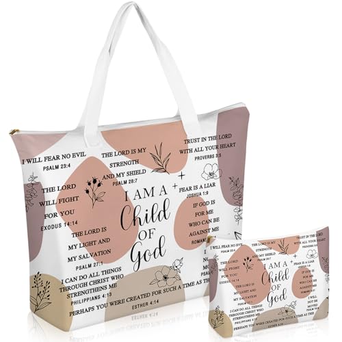 Abbylike 2 Pcs Christian Canvas Tote Set