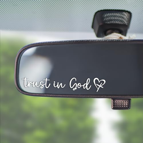 3Pcs Trust In God Mirror Stickers, Jesus Christian Decals for Car (White) - color: White Trust in God