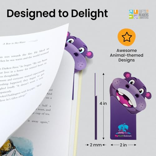 Thinking Gifts Magnetic Bookmark for Reading - Hippo - color: Hippo