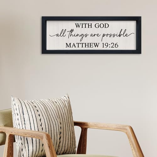 SRSZHIYUE With God All Things are Possible Framed Wall Art 16"×6" Black - color: With God All Things Are Possible (Black), size: 16"L x 6"W