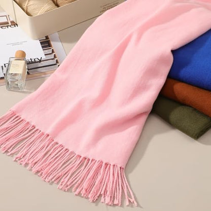 Clothirily Womens Winter Scarf, Oversized Long Blanket Plaid Shawl Wrap - color: Pink