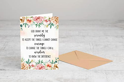Emily gift Serenity Prayer Greeting Card - Blank Inside - 5 x 7 inches - Premium Cardstock - Includes Envelope