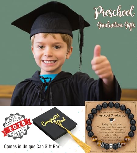 TONY & SANDY Christian Gift for Him Christmas Kids Teen Boys Adults Men Cross Bracelet Son Grandson Birthday Graduation Easter Religious Gifts for Men - style: Graduation-Pre-k ( 6.3 Inches )