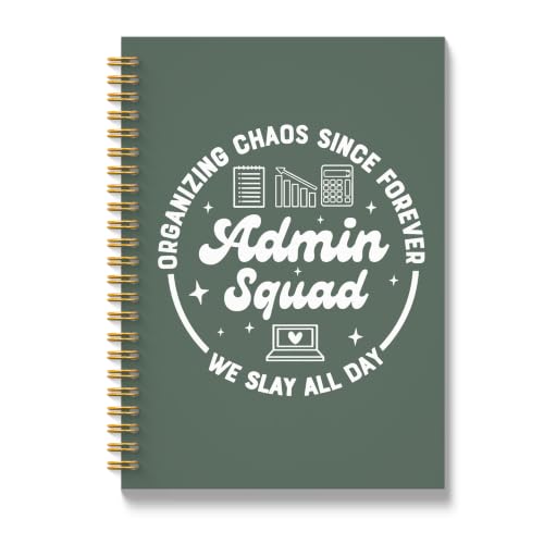 JMICTUB Admin Squad Inspirational Office Spiral Notebook 5.5x8.3, Administrative Assistant Professionals Administrator Gifts Hardcover Lined Journal - color: Spiral notebook-01