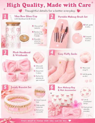 14PCS Halloween Gifts for Teen Girls - Teen Girl Gifts Trendy Stuff Basket - color: Pink