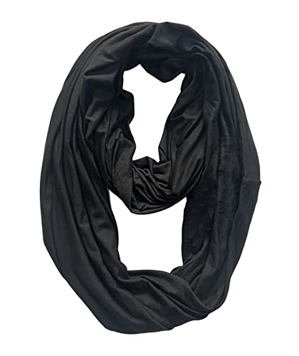 Lina & Lily Premium Modal Jersey Knit Women's Infinity Scarf Loop Lightweight - color: Black