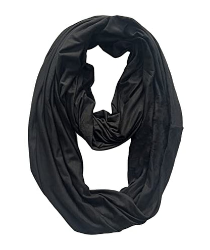 Lina & Lily Premium Modal Jersey Knit Women's Infinity Scarf Loop Lightweight - color: Black
