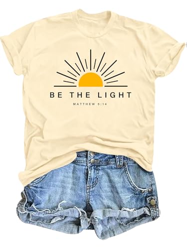 Christian Shirt for Women God is Good Graphic Tee Bible Verse - color: Apricot-light, size: XX-Large